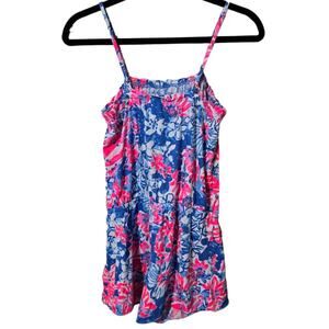 Lilly Pulitzer Girls (8-10) Peyton Romper Pink & Blue